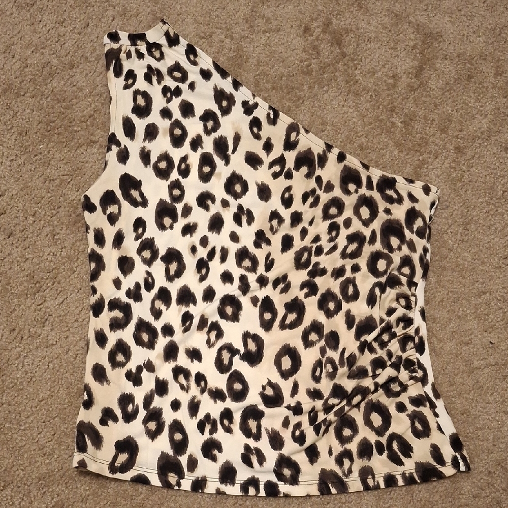 Ann Taylor Black and Cream Leopard Blouse